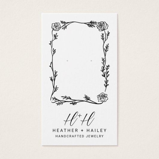 Whimsical Flower Border Sieraden Display Kaarten Visitekaartje (Voorkant)