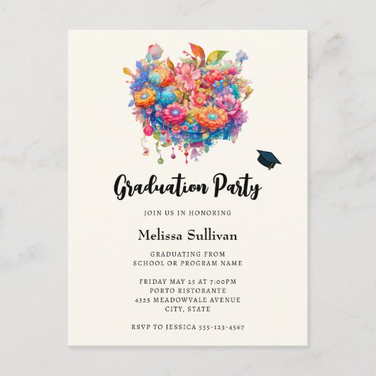 Whimsical Flower Bouquet Afstuderen Uitnodiging (Voorkant)