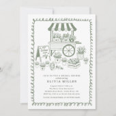 Whimsical Flower Cart Bruids Douche Uitnodiging (Voorkant)