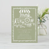 Whimsical Flower Cart Bruids Douche Uitnodiging (Staand voorkant)