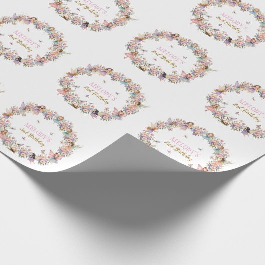 Whimsical flower fairy garden 2nd birthday  cadeaupapier (Hoek)