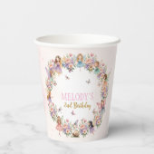 Whimsical flower fairy garden 2nd birthday  papieren bekers (Achterkant)