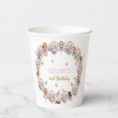 Whimsical flower fairy garden 2nd birthday  papieren bekers (Achterkant)