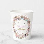 Whimsical flower fairy garden 2nd birthday  papieren bekers (Voorkant)