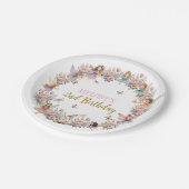 Whimsical flower fairy garden 2nd birthday  papieren bordje (Gekanteld)