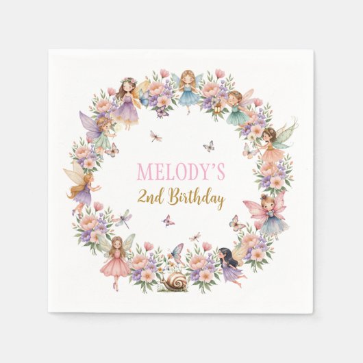 Whimsical flower fairy garden 2nd birthday  servet (Voorkant)