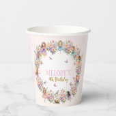 Whimsical flower fairy garden 4th birthday  papieren bekers (Achterkant)