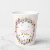 Whimsical flower fairy garden 5th birthday  papieren bekers (Achterkant)