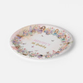 Whimsical flower fairy garden 5th birthday  papieren bordje (Gekanteld)