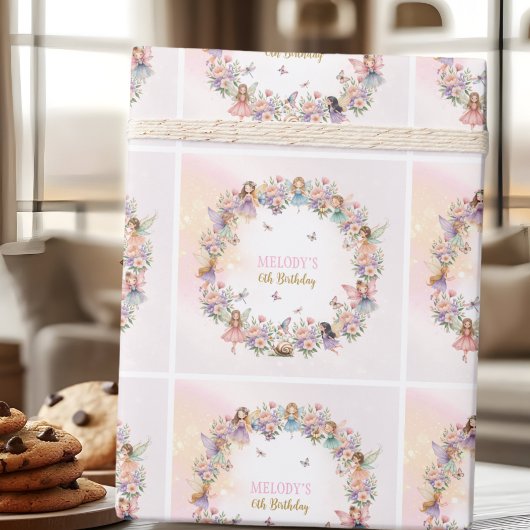 Whimsical flower fairy garden 6th birthday cadeaupapier