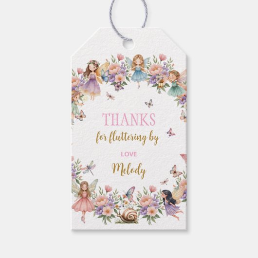 Whimsical flower fairy garden  birthday  cadeaulabel (Voorkant)