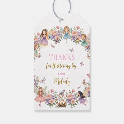 Whimsical flower fairy garden  birthday  cadeaulabel (Achterkant)
