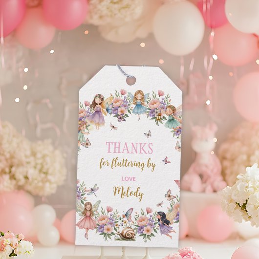 Whimsical flower fairy garden  birthday  cadeaulabel