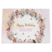 Whimsical flower fairy garden birthday  groot cadeauzakje (Voorkant)
