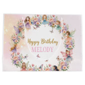Whimsical flower fairy garden birthday  groot cadeauzakje (Achterkant)