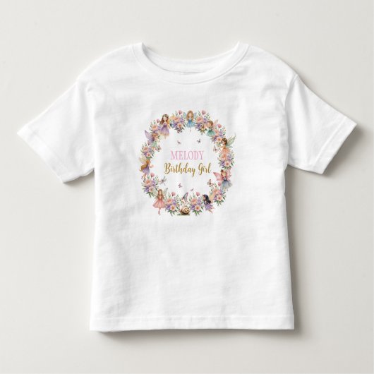 Whimsical flower fairy garden birthday  kinder shirts (Voorkant)