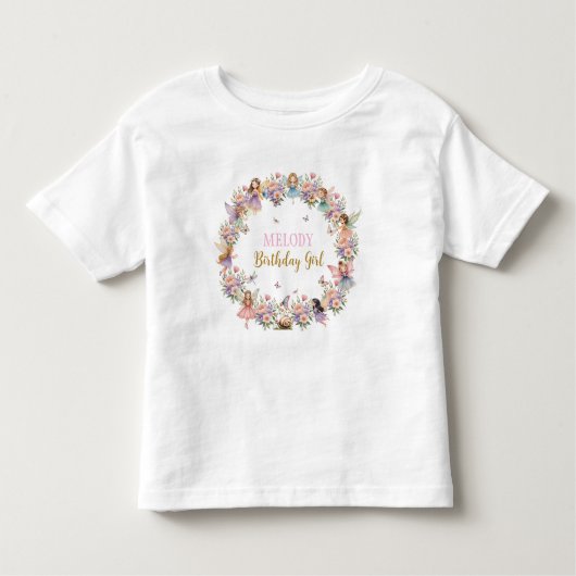 Whimsical flower fairy garden birthday kinder shirts (Voorkant)