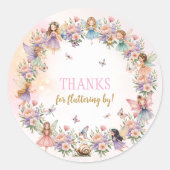 Whimsical flower fairy garden birthday  ronde sticker (Voorkant)