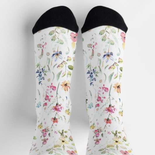 Whimsical Flower Floral Pattern Socks Sokken (Top)