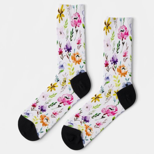 Whimsical Flower Floral Pattern Socks Sokken (Links)