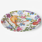 WHIMSICAL FLOWER GARDEN MONOGRAM PARTIJ PAPIEREN BORDJE (Gekanteld)