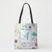 Whimsical Flower Garden op witte Canvas tas (Voorkant)