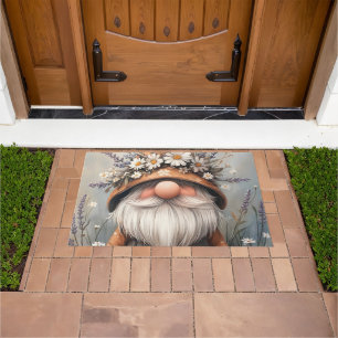 Whimsical Flower Gnome: Schattige Waterverf kunst Deurmat
