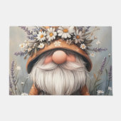 Whimsical Flower Gnome: Schattige Waterverf kunst Deurmat (Voorkant)