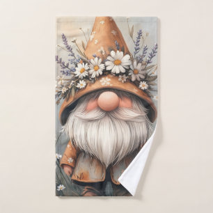 Whimsical Flower Gnome: Schattige Waterverf kunst Handdoek