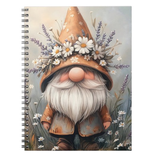 Whimsical Flower Gnome: Schattige Waterverf kunst Notitieboek (Voorkant)
