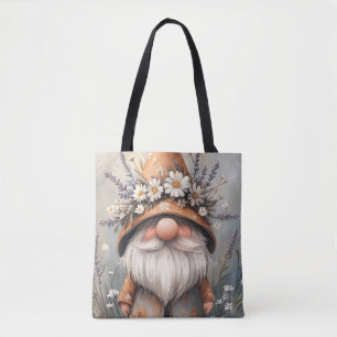 Whimsical Flower Gnome: Schattige Waterverf kunst Tote Bag