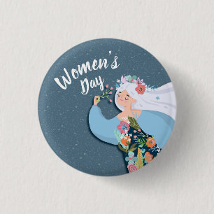 Whimsical Flower Lady Vrouwendag Ronde Button 3,2 Cm
