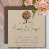 Whimsical Flower Love Tree Weddenschap Kaart