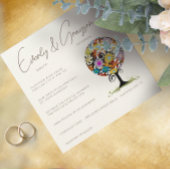 Whimsical Flower Love Tree Weddenschap Kaart