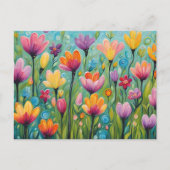 Whimsical Flower Meadow Blooming Wildflowers  Briefkaart (Voorkant)