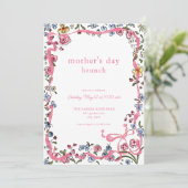 Whimsical Flower Moederdag Brunch Uitnodiging (Staand voorkant)