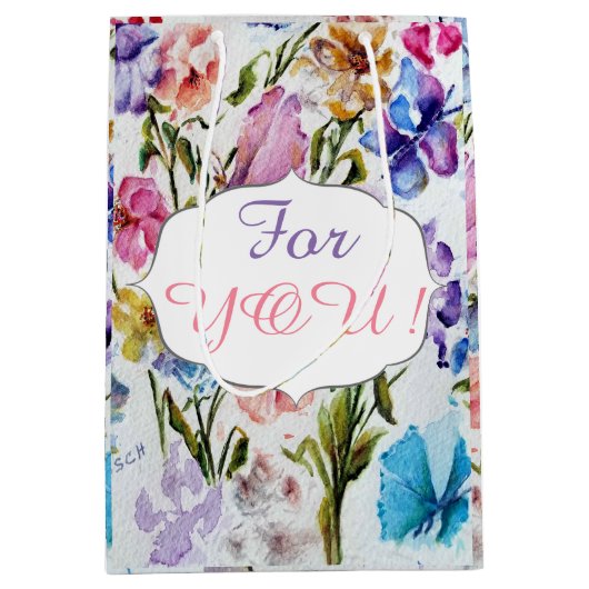 WHIMSICAL FLOWER PATTERN MEDIUM CADEAUZAKJE (Voorkant)