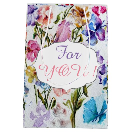 WHIMSICAL FLOWER PATTERN MEDIUM CADEAUZAKJE (Achterkant)