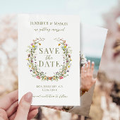 Whimsical flower Save the Date fotouitnodiging Kaart