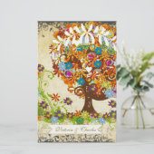 Whimsical Flower Tree Wedding Briefpapier (Staand voorkant)