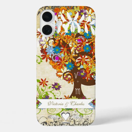 Whimsical Flower Tree Wedding Case-Mate iPhone Case (Achterkant)