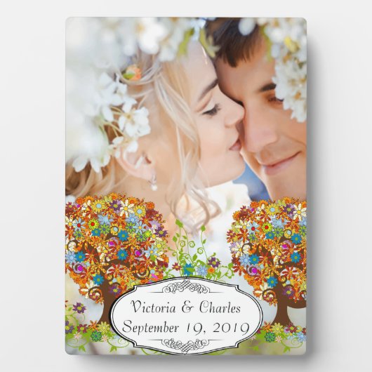 Whimsical Flower Tree Wedding Fotoplaat (voorkant)
