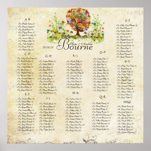 Whimsical Flower Tree Wedding Poster (Voorkant)