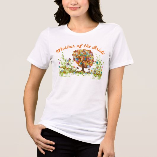 Whimsical Flower Tree Wedding Tri-Blend Shirt (Voorkant)