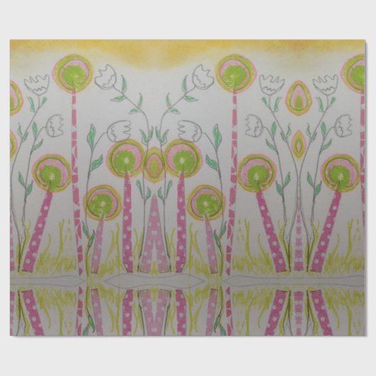 Whimsical Flowered Wrapping Paper Cadeaupapier (Vlak)