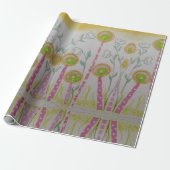Whimsical Flowered Wrapping Paper Cadeaupapier (Uitgerold)