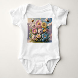 Whimsical Flowers and Bees Baby Kledingontwerp Romper