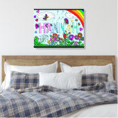 Whimsical Flowers and Girl's Name Hannah Wall Art Canvas Afdruk (Insitu (Slaapkamer))