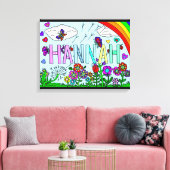 Whimsical Flowers and Girl's Name Hannah Wall Art Canvas Afdruk (Insitu (Woonkamer))