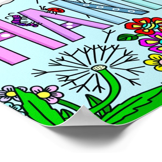 Whimsical Flowers and Girl's Name Hannah Wall Art Poster (Hoek)